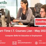 Applications are Now Closed for the Part Time Computers and I.T. Course January Session 2022. Check Back Regularly for information on upcoming New Course Sessions.